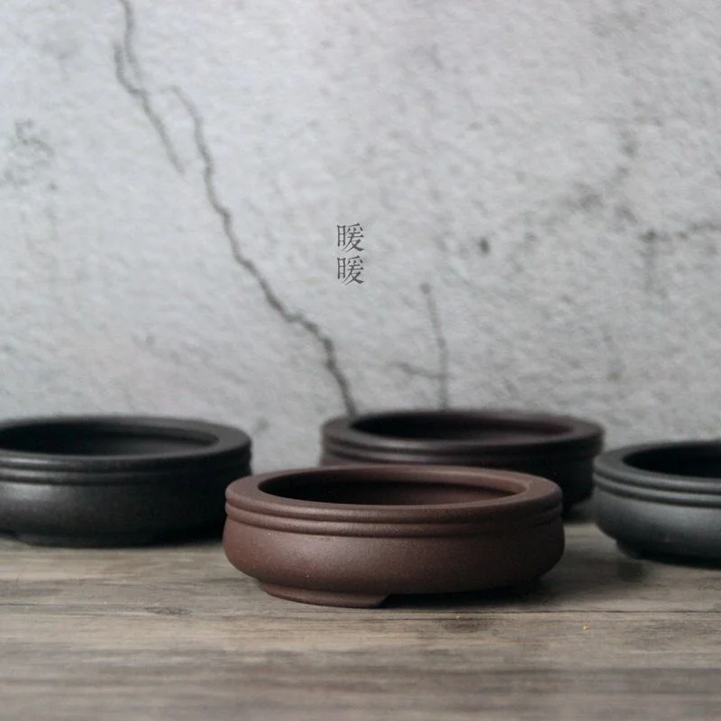 Bonsai Garden China - وعاء بونساي دائري من السيراميك، لون